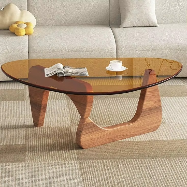 Living room tempered glass coffee table household solid wood creative Internet celebrity coffee table