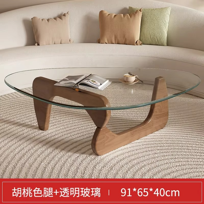 Living room tempered glass coffee table household solid wood creative Internet celebrity coffee table