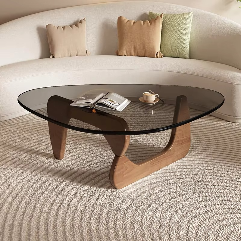 Living room tempered glass coffee table household solid wood creative Internet celebrity coffee table