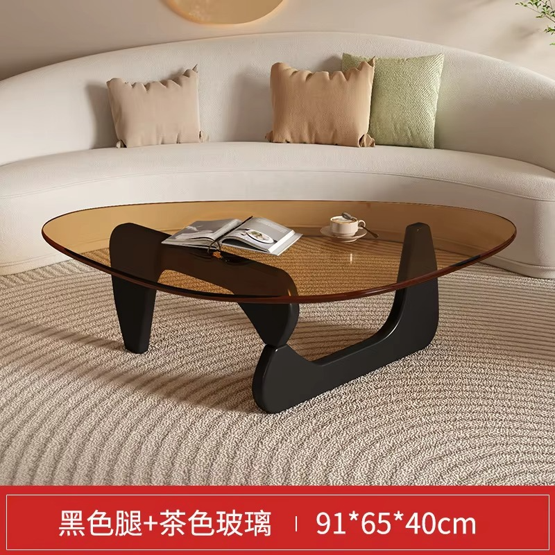 Living room tempered glass coffee table household solid wood creative Internet celebrity coffee table
