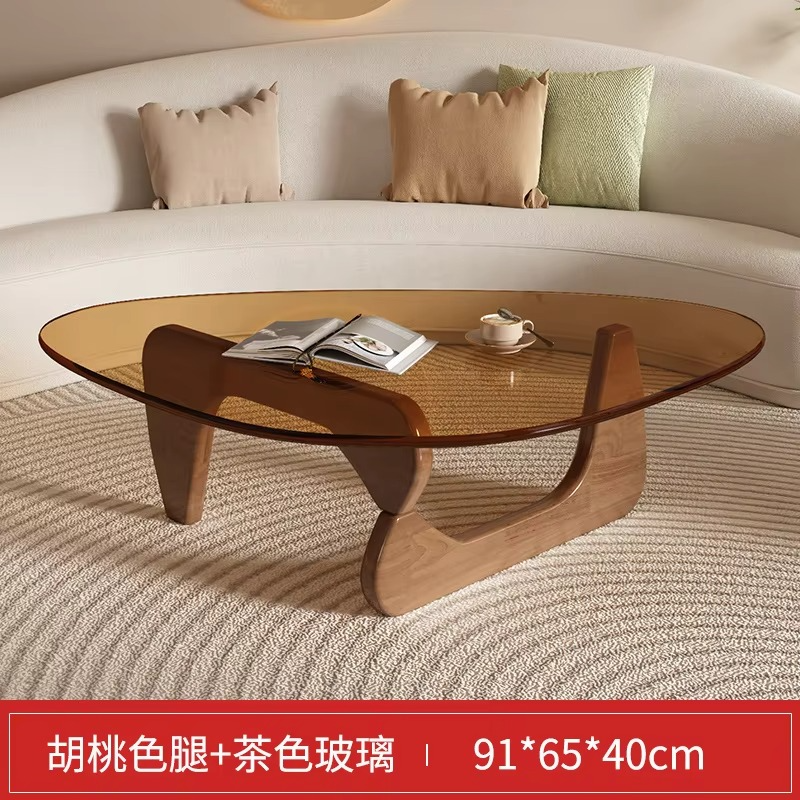 Living room tempered glass coffee table household solid wood creative Internet celebrity coffee table