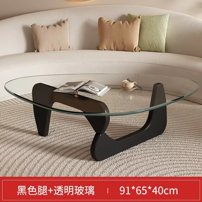 Living room tempered glass coffee table household solid wood creative Internet celebrity coffee table