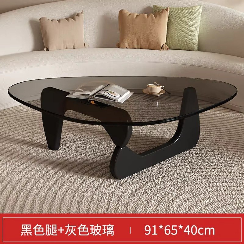 Living room tempered glass coffee table household solid wood creative Internet celebrity coffee table