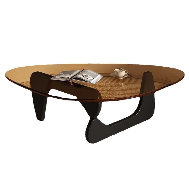 Living room tempered glass coffee table household solid wood creative Internet celebrity coffee table