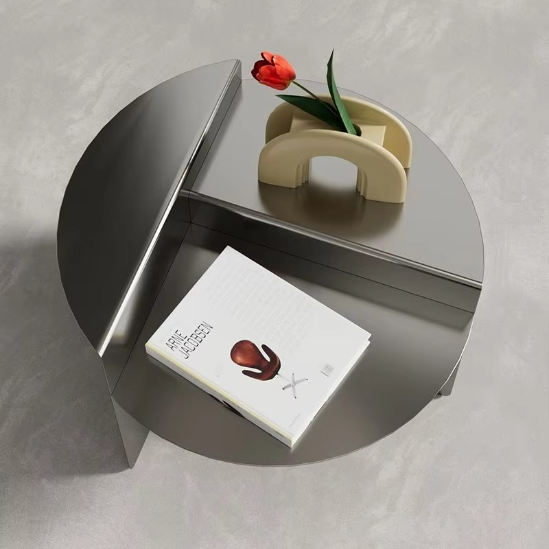 Italian Modern Round Coffee Tables Minimalist Iron Side Table for Small Space Metal Center Table with Sleek Design for Apartment