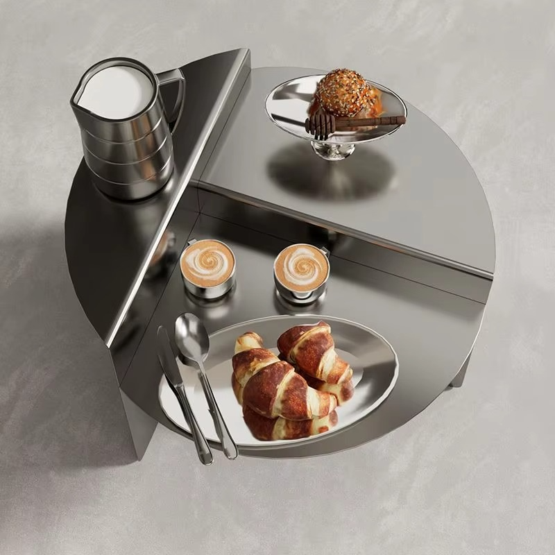 Italian Modern Round Coffee Tables Minimalist Iron Side Table for Small Space Metal Center Table with Sleek Design for Apartment