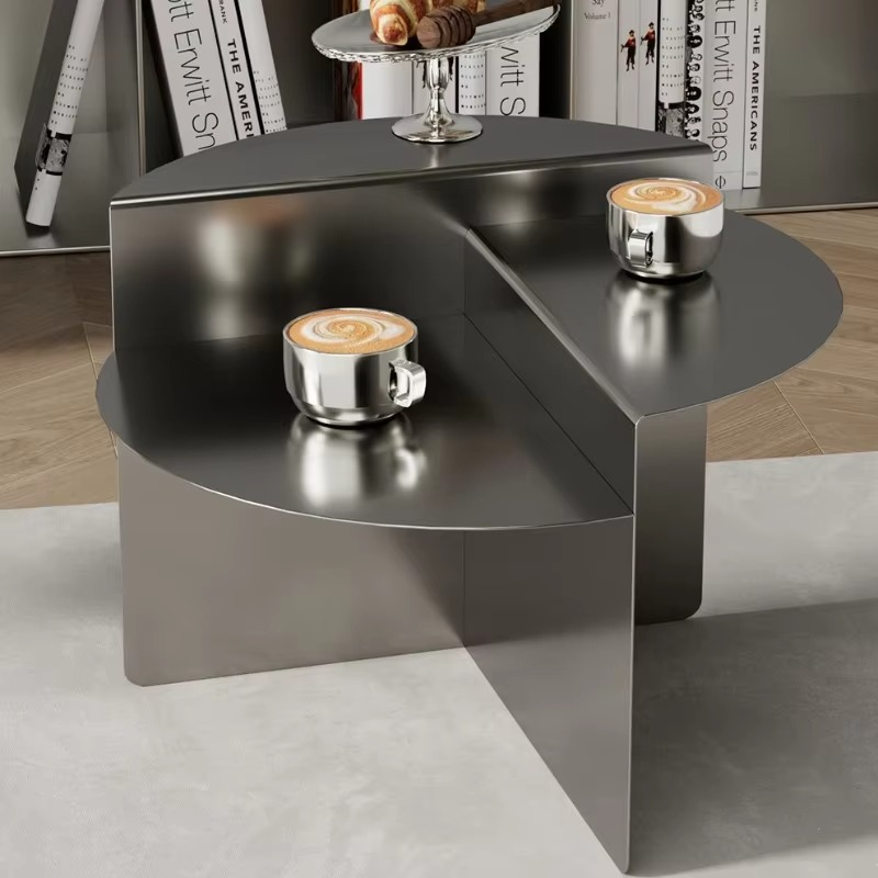 Italian Modern Round Coffee Tables Minimalist Iron Side Table for Small Space Metal Center Table with Sleek Design for Apartment