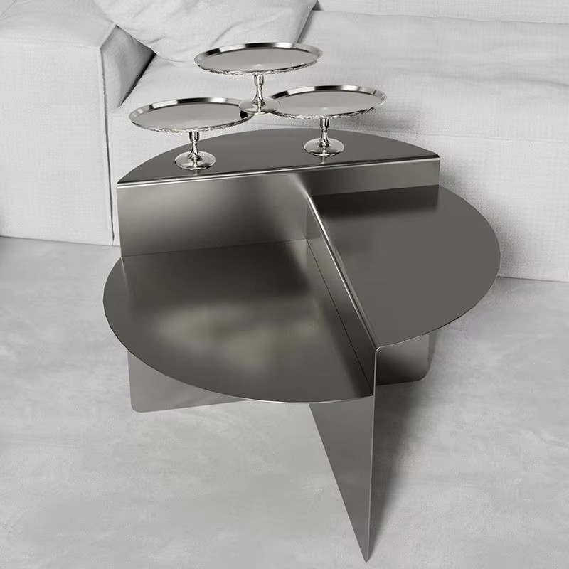 Italian Modern Round Coffee Tables Minimalist Iron Side Table for Small Space Metal Center Table with Sleek Design for Apartment