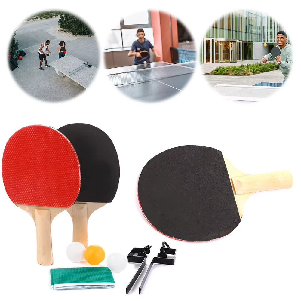 Ping Pong Paddle Set with Table Tennis Net and Post Set Table Tennis Rackets with Balls for Indoor/Outdoor Games
