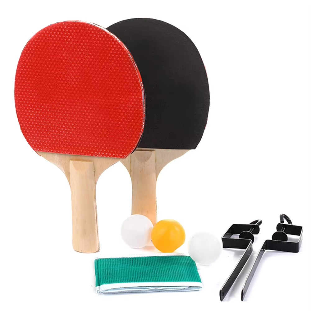 Ping Pong Paddle Set with Table Tennis Net and Post Set Table Tennis Rackets with Balls for Indoor/Outdoor Games