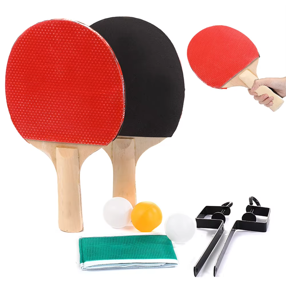Ping Pong Paddle Set with Table Tennis Net and Post Set Table Tennis Rackets with Balls for Indoor/Outdoor Games