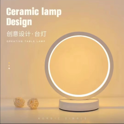 20CM LED Simple Circular Ring Table Lamp Bedroom Bedside Living Room Restaurant Hotel Decorative Lamp Dimmable Round Night Light