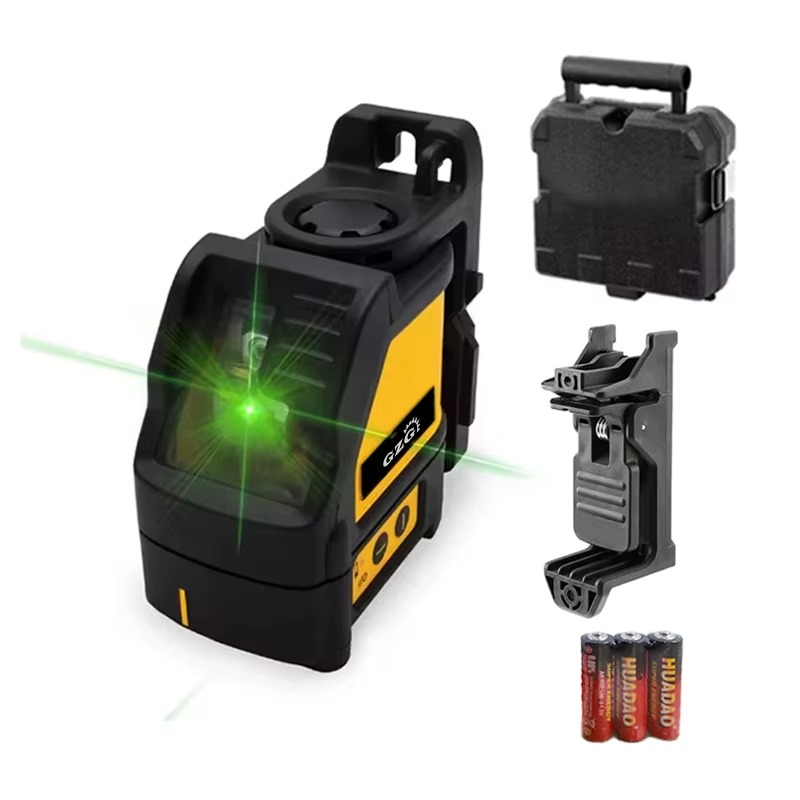 GZG 2-Line Degree Green Beam Laser Level - Handheld Measuring Tool with Adjustable Brightness,battery included