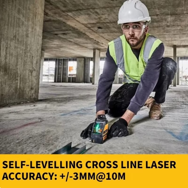 GZG 2-Line Degree Green Beam Laser Level - Handheld Measuring Tool with Adjustable Brightness,battery included