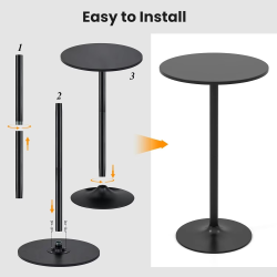 Round Bistro Table, 101.5 cm Bar Height Cocktail Table Converts into 56 cm Tall Coffee Table, High Top Pub Table with Heavy-Duty