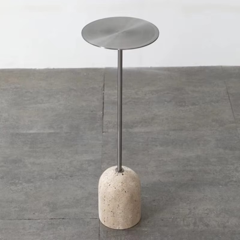 MOMO Minimalist Mini Black Edge Table Natural Cave Stone Sofa Side Small Tea Table Retro Designer's Style