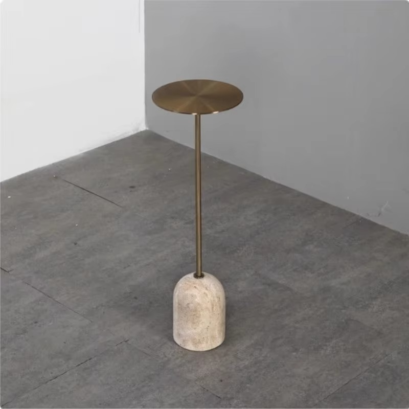 MOMO Minimalist Mini Black Edge Table Natural Cave Stone Sofa Side Small Tea Table Retro Designer's Style