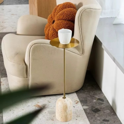 MOMO Minimalist Mini Black Edge Table Natural Cave Stone Sofa Side Small Tea Table Retro Designer's Style