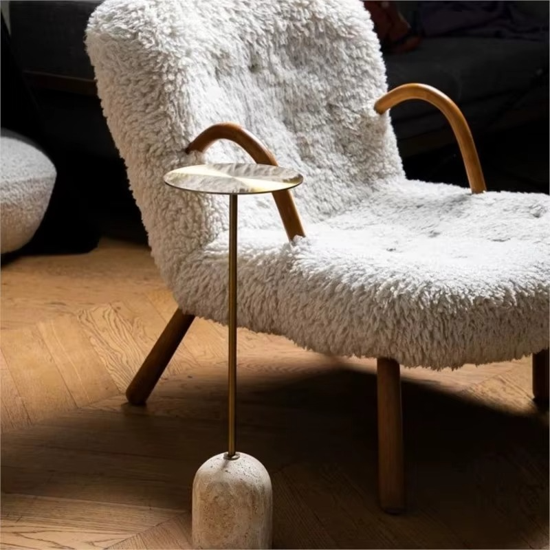 MOMO Minimalist Mini Black Edge Table Natural Cave Stone Sofa Side Small Tea Table Retro Designer's Style