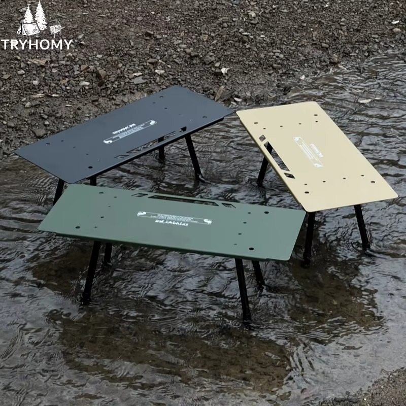 Camping Shelf Table One-tier Shelf Table Set Storage Rack Aluminum Alloy Camping Tactical Table Sub-Table Adjustable Legs