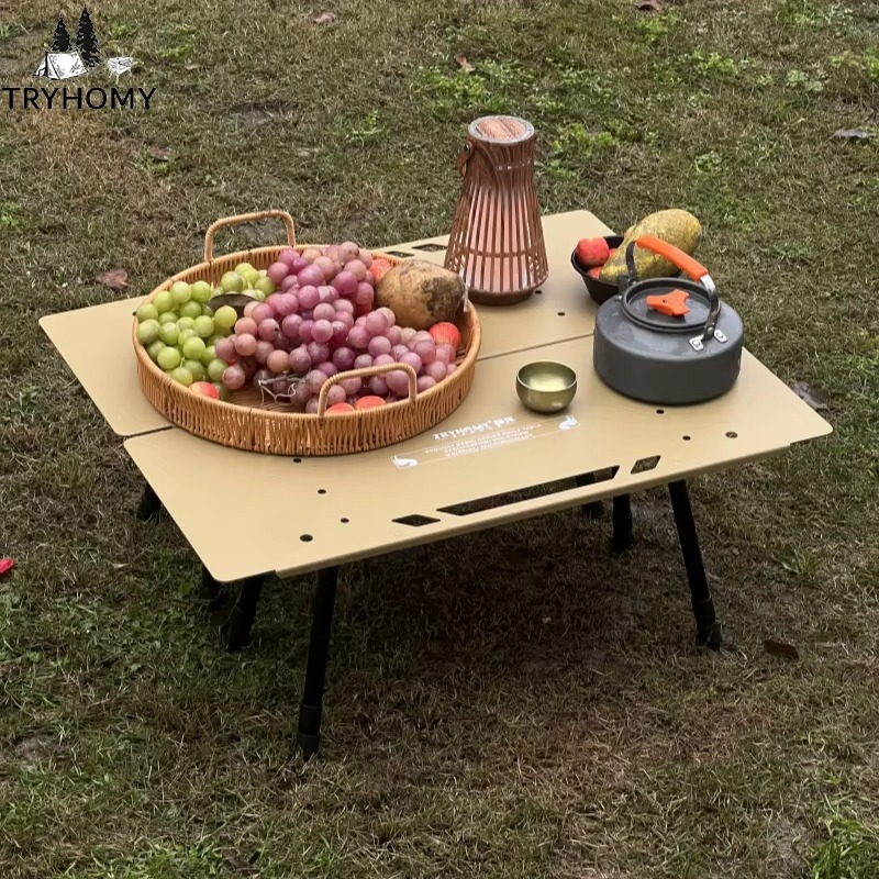 Camping Shelf Table One-tier Shelf Table Set Storage Rack Aluminum Alloy Camping Tactical Table Sub-Table Adjustable Legs