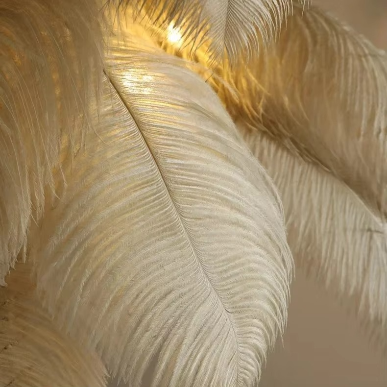 Nordic Ostrich Feather Floor Lights Modern Luxury Ins Table Lamps for Live Broadcast Room Atmosphere Decoration Lighting Fixture