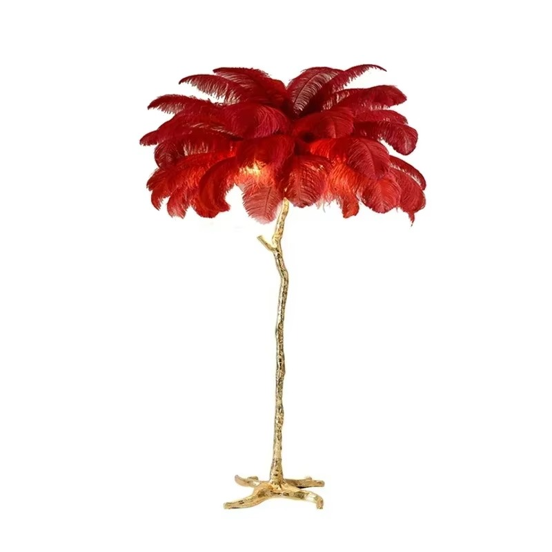 Nordic Ostrich Feather Floor Lights Modern Luxury Ins Table Lamps for Live Broadcast Room Atmosphere Decoration Lighting Fixture