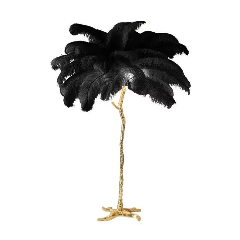 Nordic Ostrich Feather Floor Lights Modern Luxury Ins Table Lamps for Live Broadcast Room Atmosphere Decoration Lighting Fixture