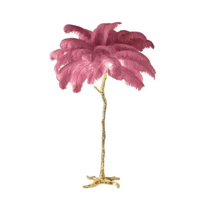 Nordic Ostrich Feather Floor Lights Modern Luxury Ins Table Lamps for Live Broadcast Room Atmosphere Decoration Lighting Fixture