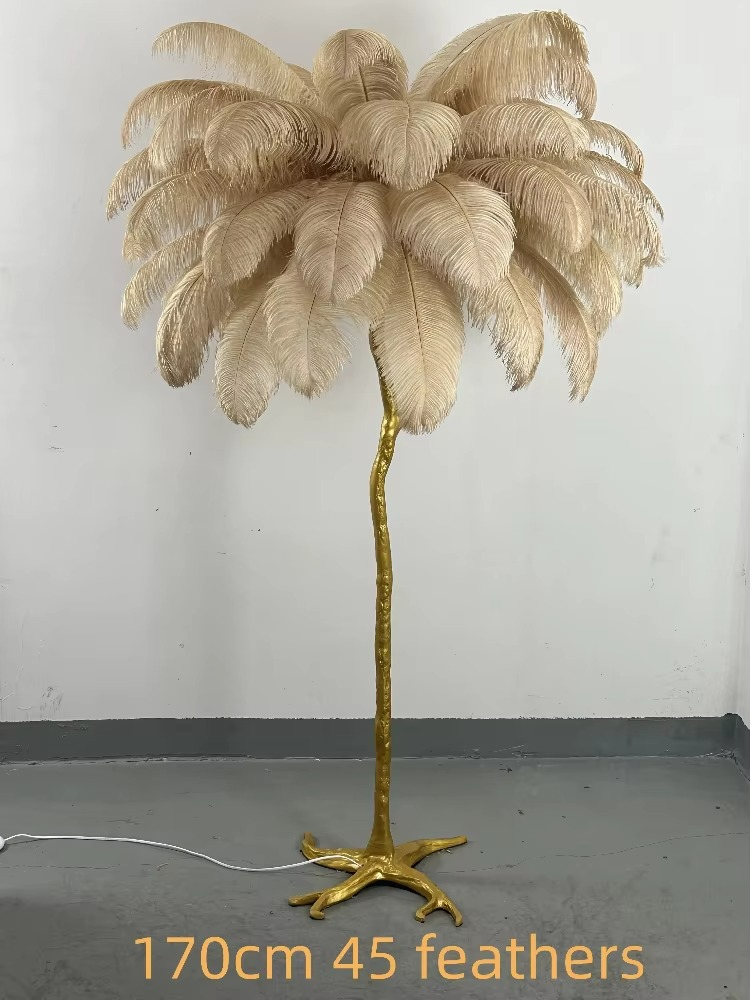 Nordic Ostrich Feather Floor Lights Modern Luxury Ins Table Lamps for Live Broadcast Room Atmosphere Decoration Lighting Fixture