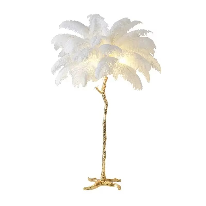 Nordic Ostrich Feather Floor Lights Modern Luxury Ins Table Lamps for Live Broadcast Room Atmosphere Decoration Lighting Fixture