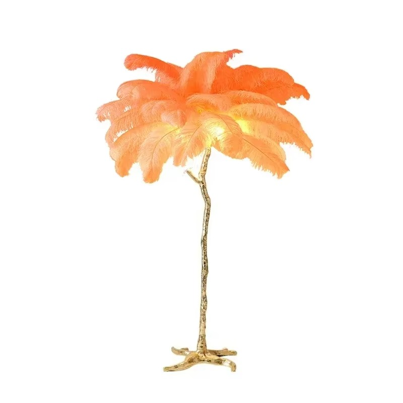 Nordic Ostrich Feather Floor Lights Modern Luxury Ins Table Lamps for Live Broadcast Room Atmosphere Decoration Lighting Fixture