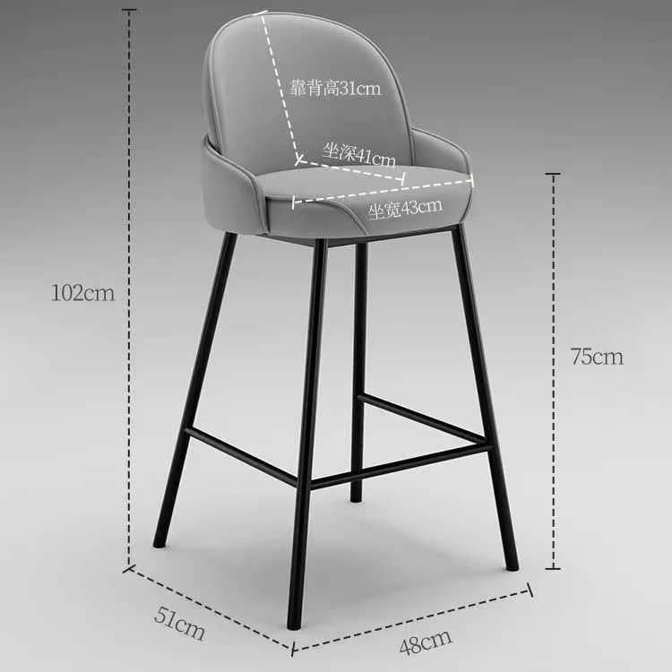 Bar Chair Nordic Tall Counter Furniture Metal Velvet Back Luxury Kitchen Modern High Stool Bar Chairs for Bar Table Stool Chair