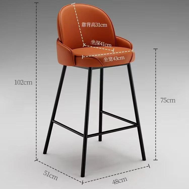 Bar Chair Nordic Tall Counter Furniture Metal Velvet Back Luxury Kitchen Modern High Stool Bar Chairs for Bar Table Stool Chair