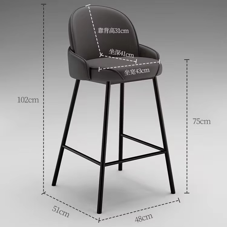 Bar Chair Nordic Tall Counter Furniture Metal Velvet Back Luxury Kitchen Modern High Stool Bar Chairs for Bar Table Stool Chair