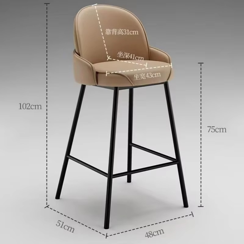 Bar Chair Nordic Tall Counter Furniture Metal Velvet Back Luxury Kitchen Modern High Stool Bar Chairs for Bar Table Stool Chair