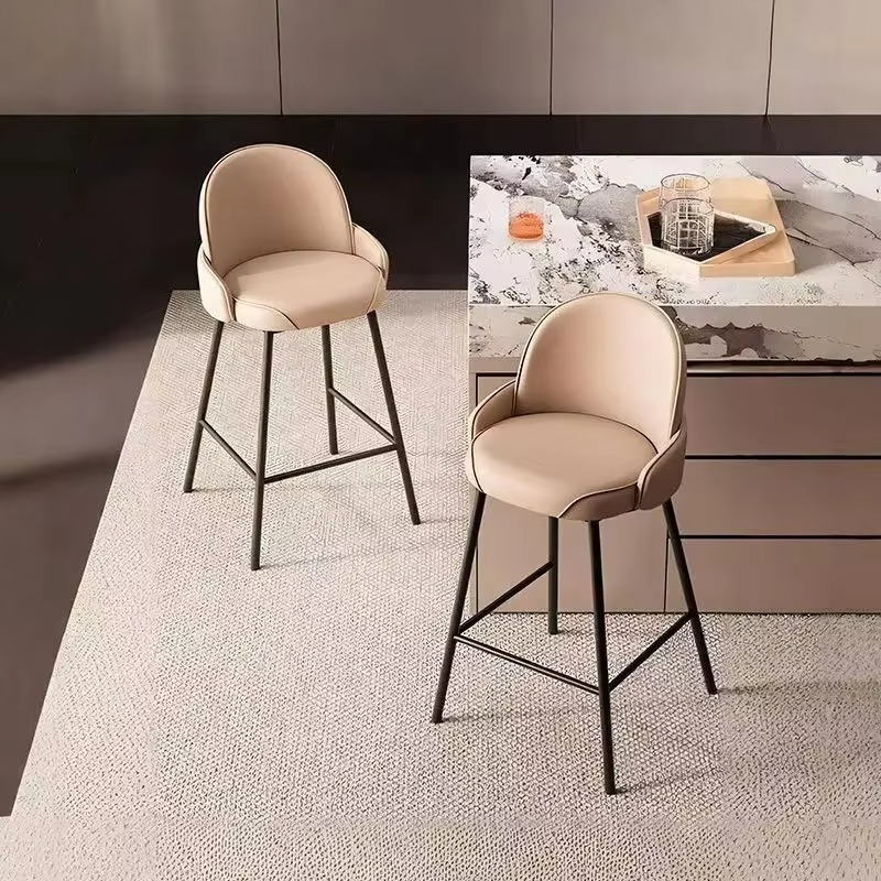 Bar Chair Nordic Tall Counter Furniture Metal Velvet Back Luxury Kitchen Modern High Stool Bar Chairs for Bar Table Stool Chair