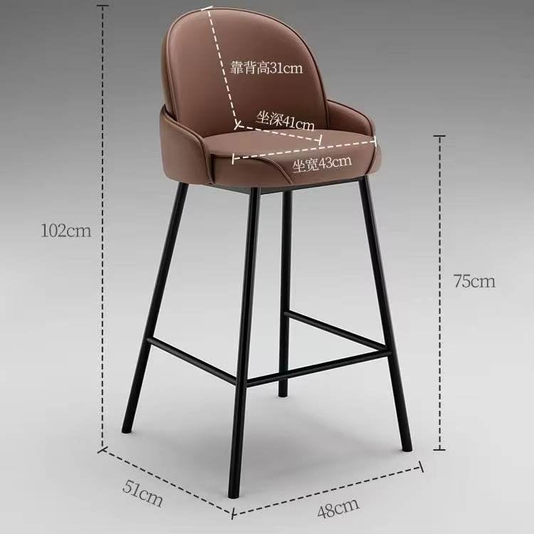 Bar Chair Nordic Tall Counter Furniture Metal Velvet Back Luxury Kitchen Modern High Stool Bar Chairs for Bar Table Stool Chair