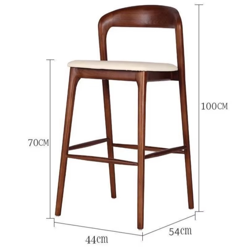 Solid Wood Nordic Backrest High Bar Stools Luxury Creative Solid Color Bar Stools Leather Seat Modern Simple Home Furniture