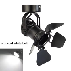 Industrial Vintage Ceiling Spotlight Lamp with Barn Door Foldable Flippers LED Spot Lights for Hallway Art Light Stage Theatre