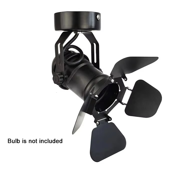 Industrial Vintage Ceiling Spotlight Lamp with Barn Door Foldable Flippers LED Spot Lights for Hallway Art Light Stage Theatre
