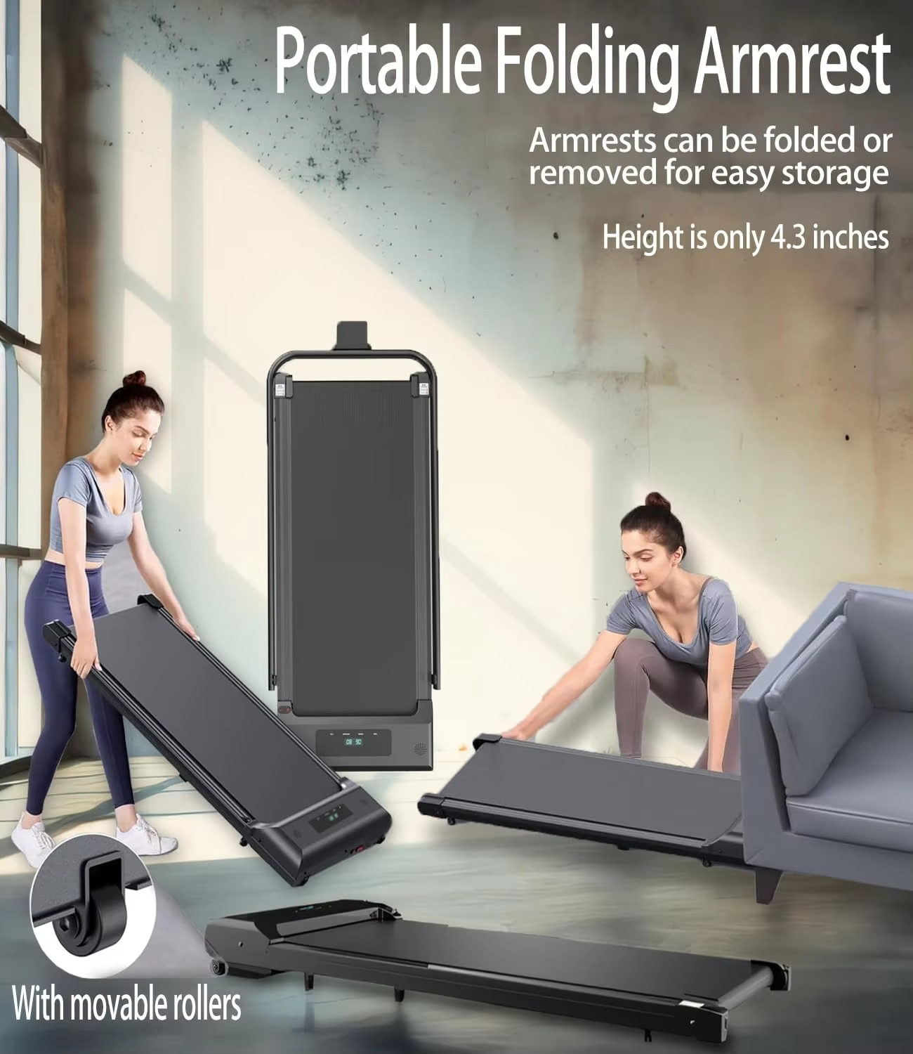 Unisex Mini Electric Treadmill Foldable Steel LCD Screen Handheld Machine Home Fitness Walking Pad Desk All Sizes Mechanical