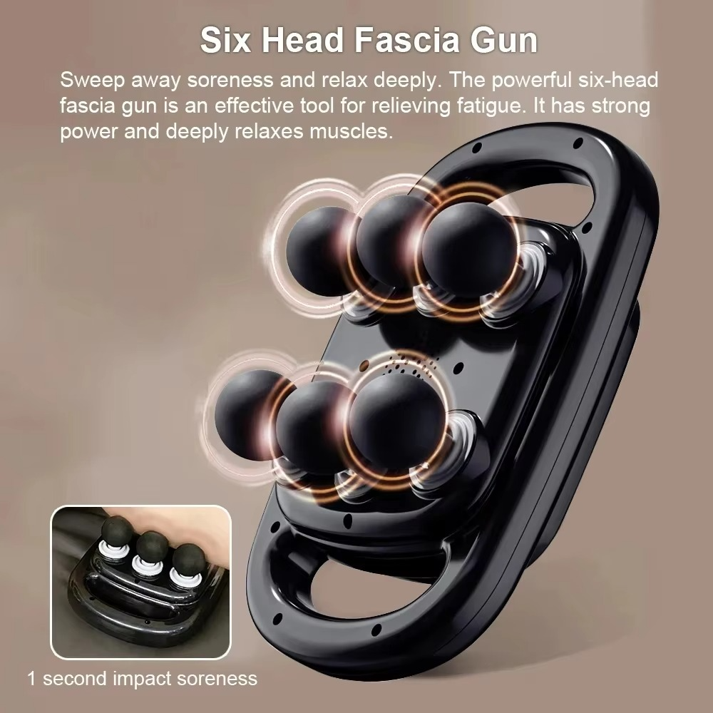 6 Head Massage Gun for Muscle Relief Deep Tissue Percussion for Neck Cervical Spine Full Body