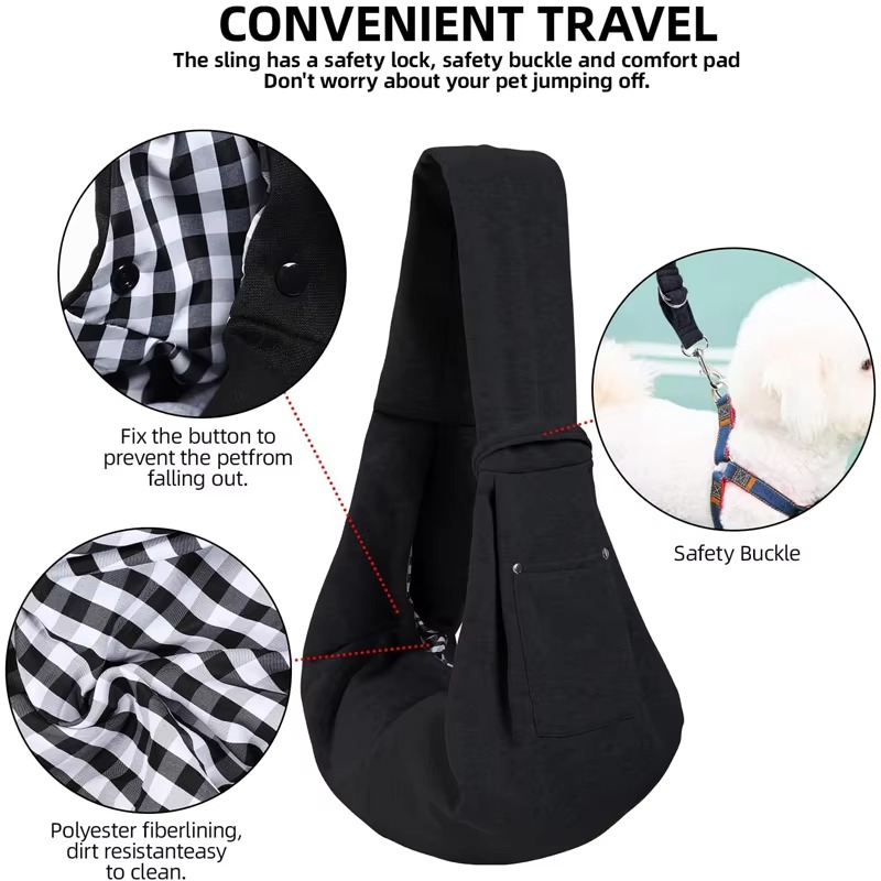Dog carrier sling reversible purse with storage pocket handfree harness general pets product accessory dogs supplies accessories