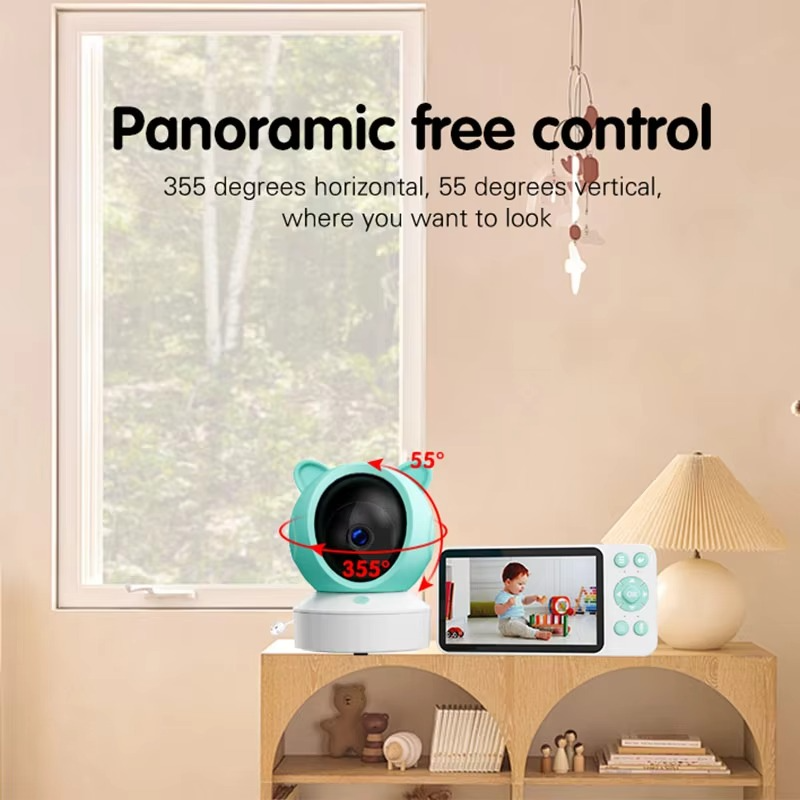Real-time video monitoring baby caregiver, one-click call, motion detection, cry detection, easy care of children