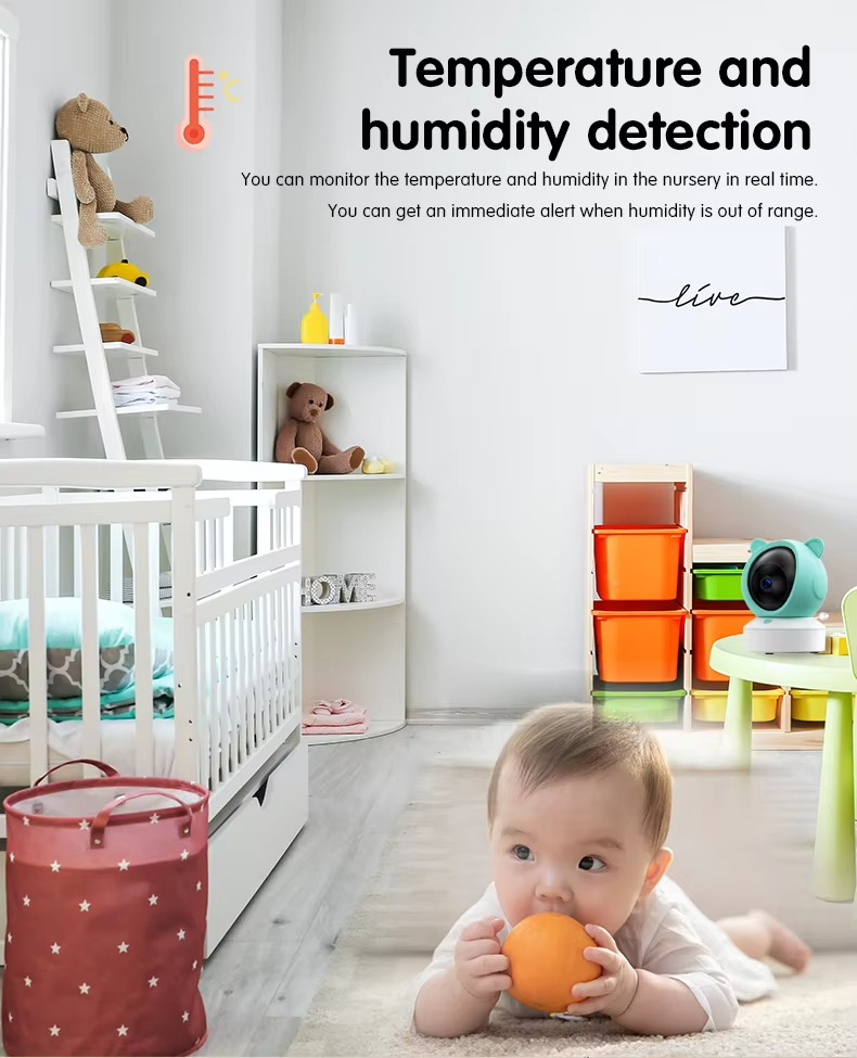 Real-time video monitoring baby caregiver, one-click call, motion detection, cry detection, easy care of children