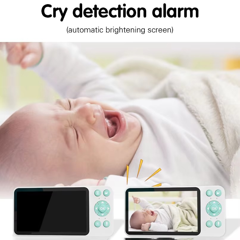 Real-time video monitoring baby caregiver, one-click call, motion detection, cry detection, easy care of children