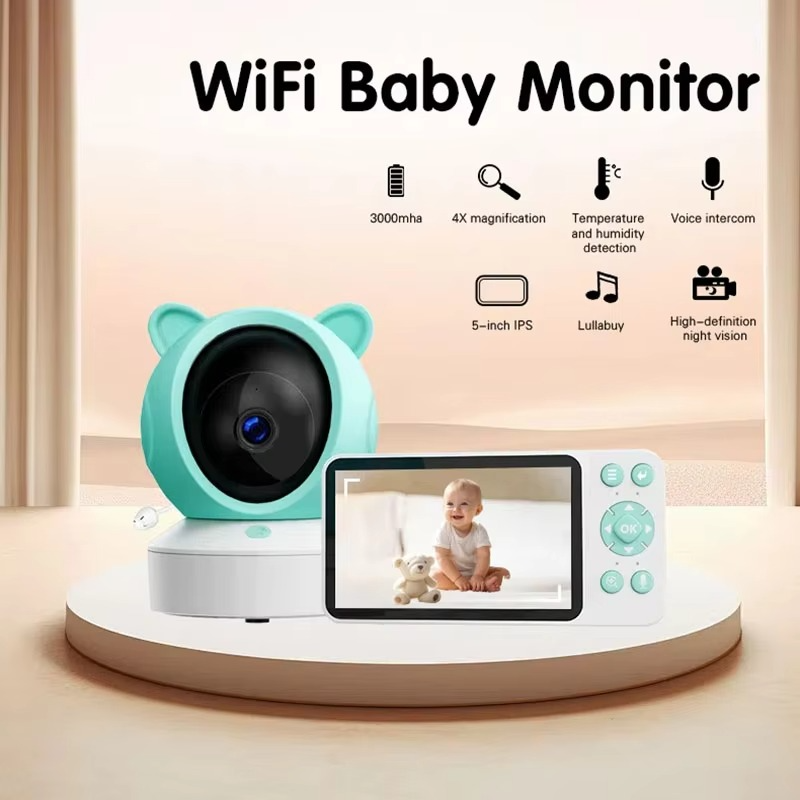 Real-time video monitoring baby caregiver, one-click call, motion detection, cry detection, easy care of children