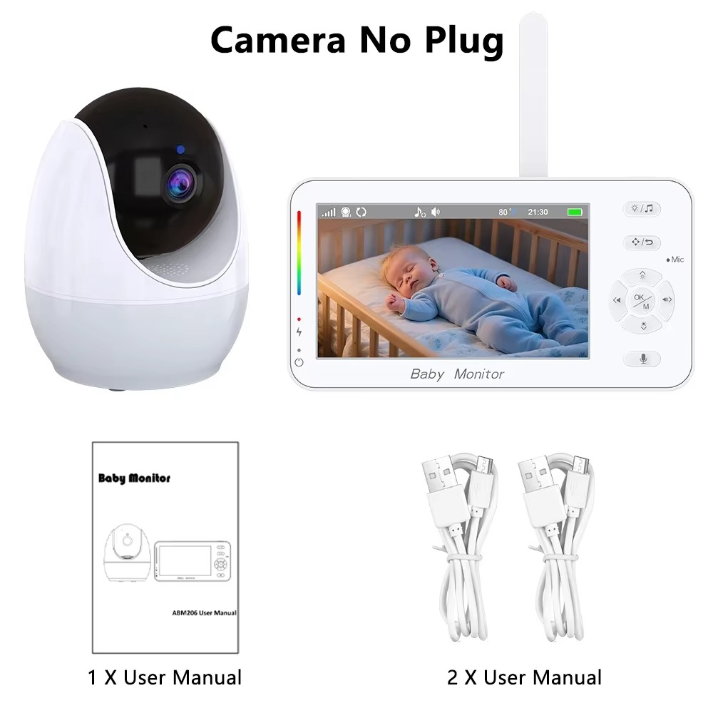 4.3 Inch Baby Monitor Camera With Pan Tilt Zoom Babyphone Cam Auto Tracking APP View Control Night Light Baby Video Surveillance