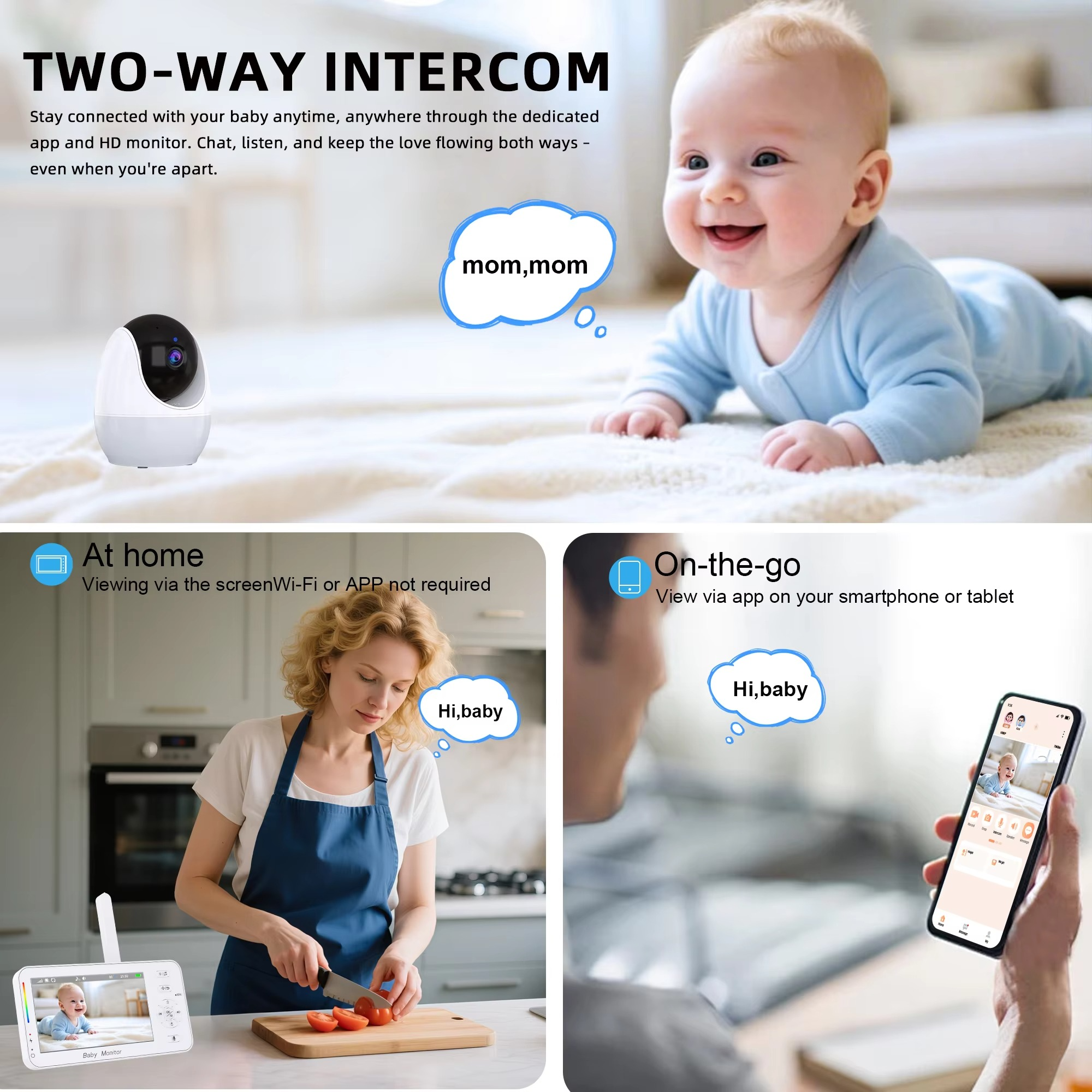 4.3 Inch Baby Monitor Camera With Pan Tilt Zoom Babyphone Cam Auto Tracking APP View Control Night Light Baby Video Surveillance